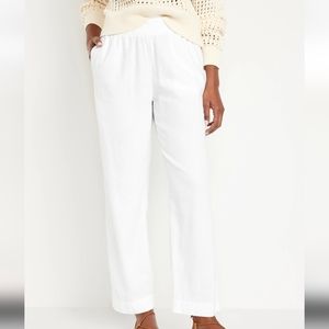 NWT Old Navy Linen Blend Wide Leg Pants White Size Small